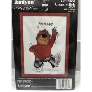 Janlynn Suzy's Zoo Counted Cross Stitch Kit #38-67 Be Happy 5" x‎ 7" 1986